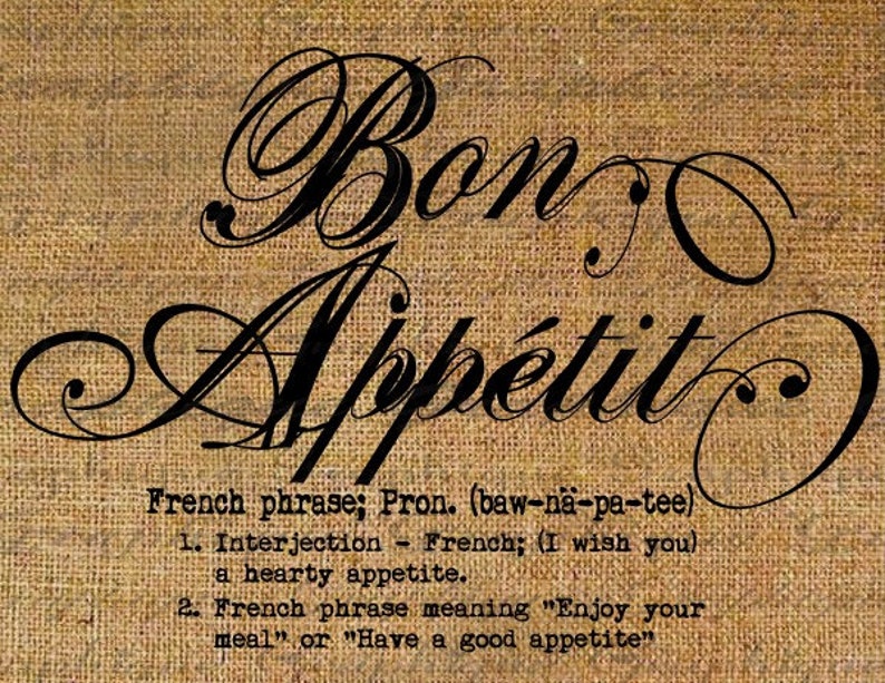 Bon Appetit Definition Defined France French Text Digital Etsy