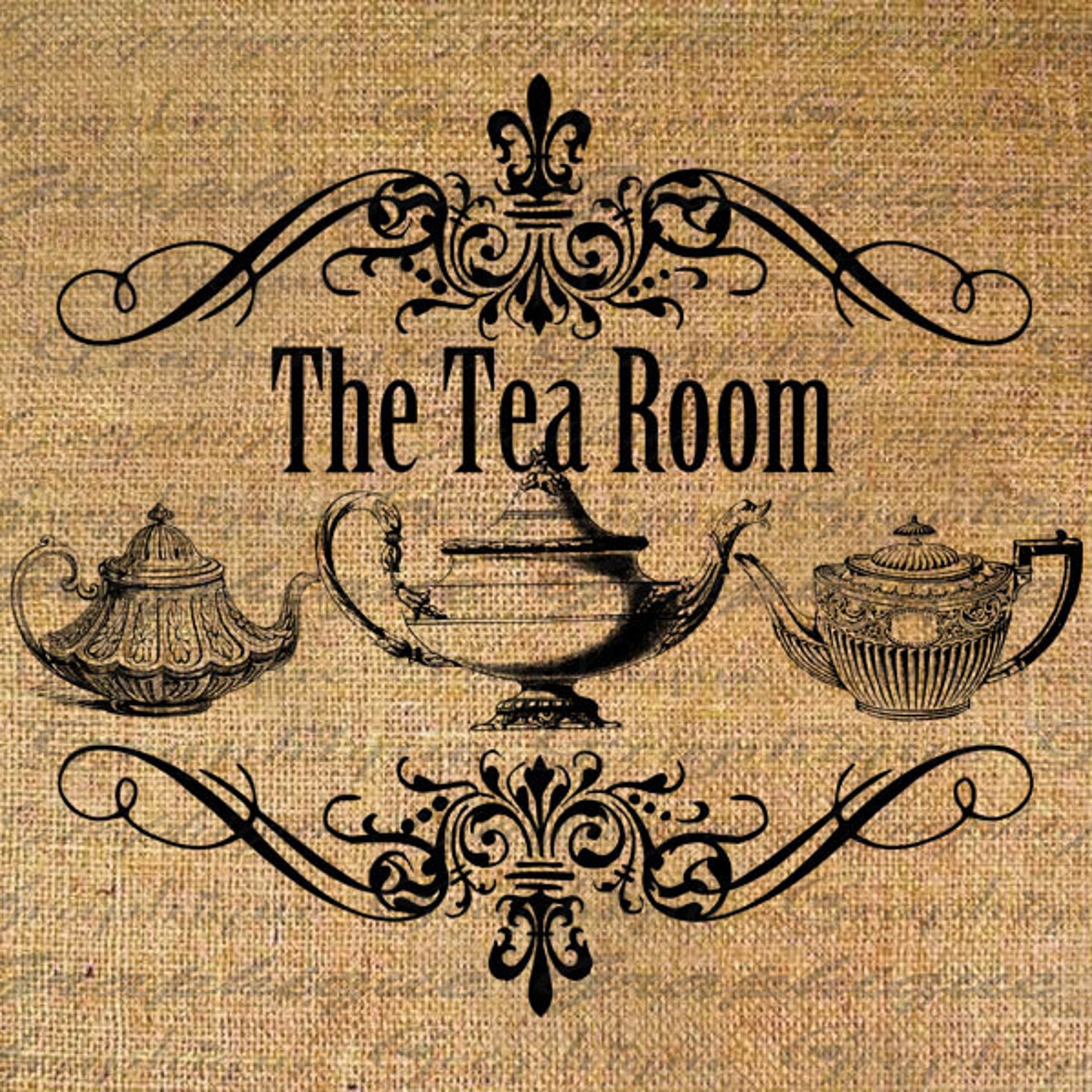 The TEA ROOM Text Words Teapot Tea Teapots Digital Image Etsy