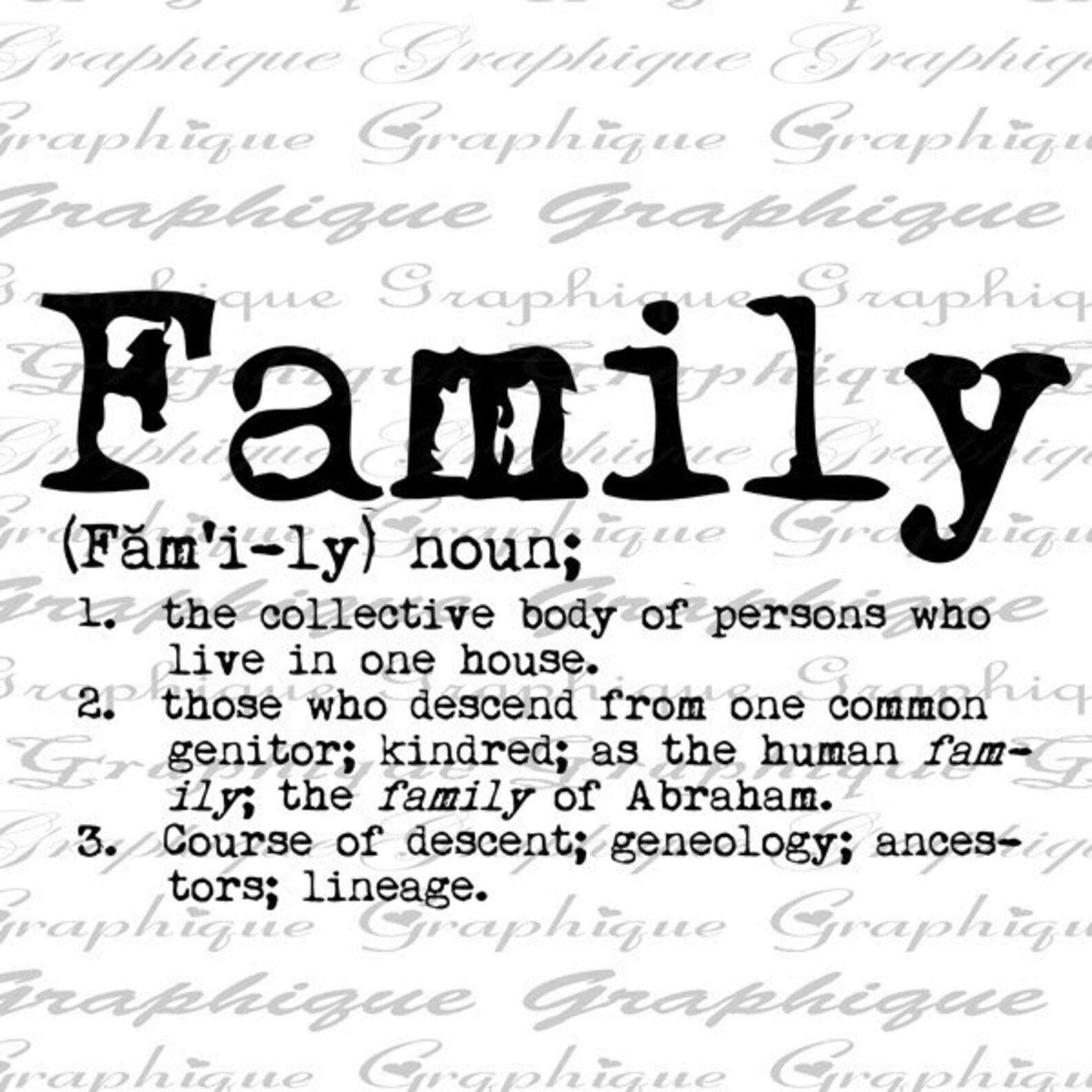 FAMILY Dictionary DEFINITION Text Word Digital Collage Sheet - Etsy