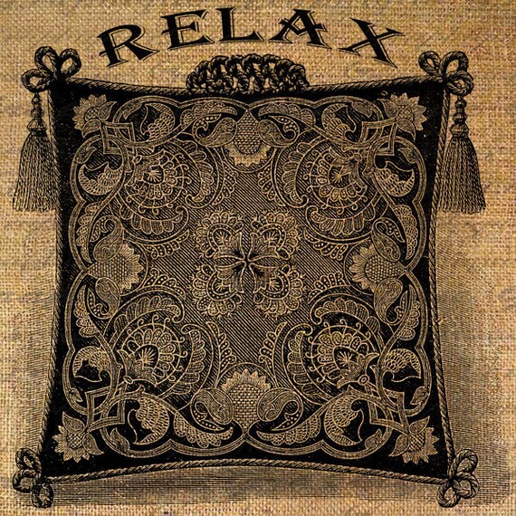 Items similar to RELAX Text Word on Fancy Pillow Digital Image Download