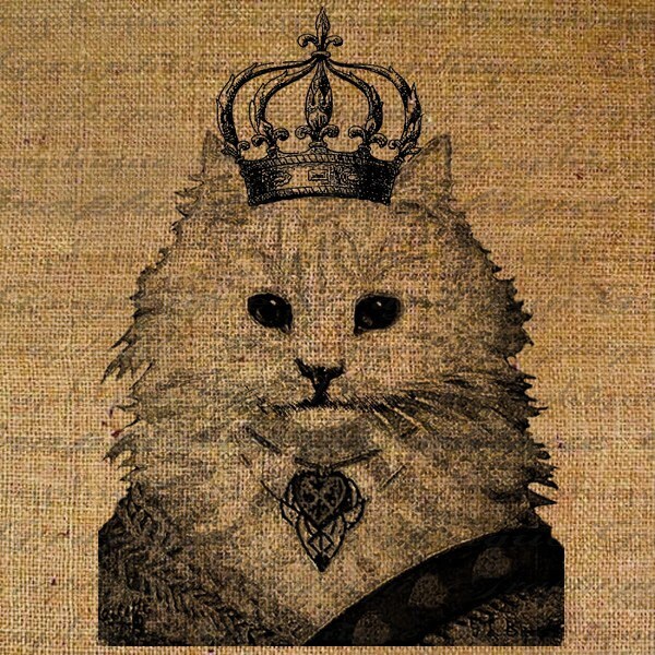 Queen of Hearts White Cat Crown Royal Digital Image Download Sheet Tr…