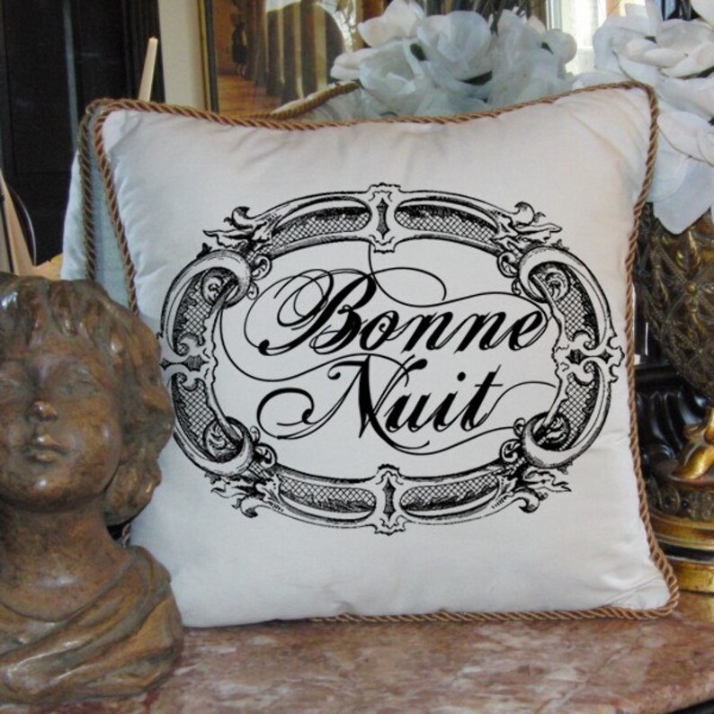 French Word Good Night Bonne Nuit Text Script Ornate Frame Etsy