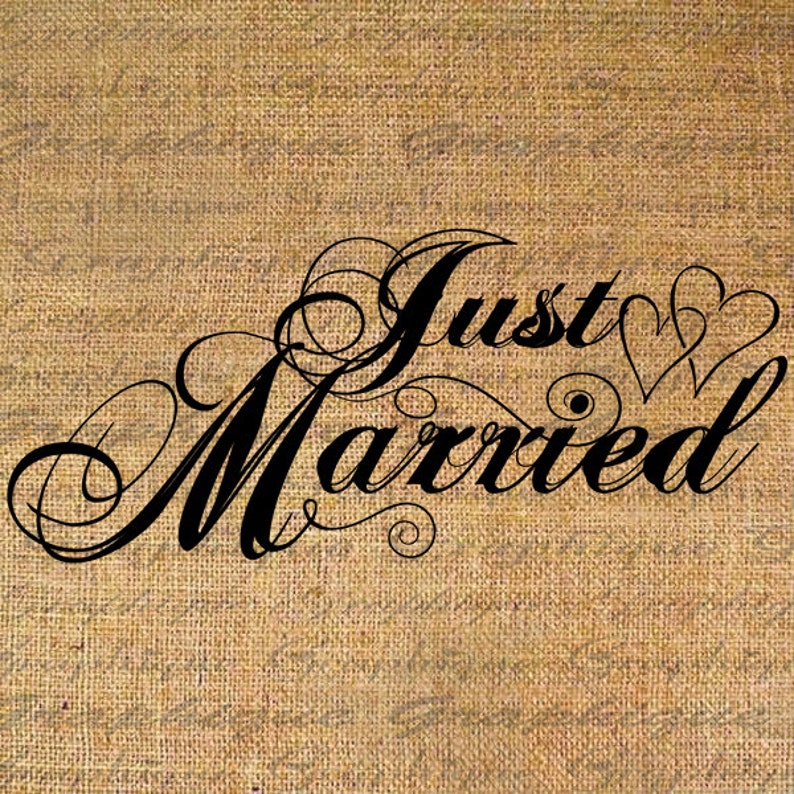 JUST MARRIED Text Script WEDDING Marriage Digital Collage Etsy