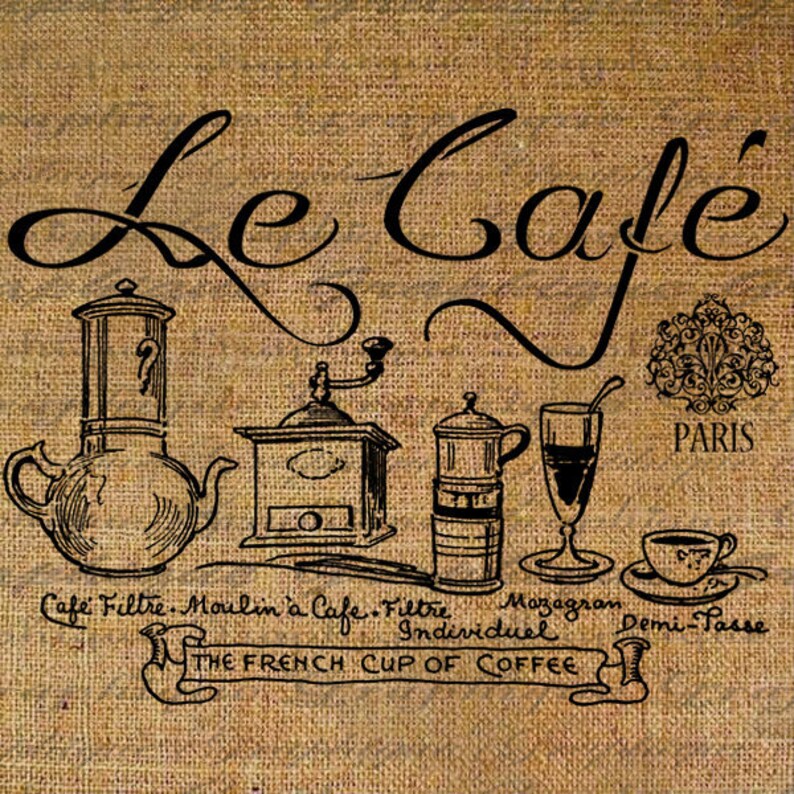 French Coffee Le Cafe Paris Coffee Pots Words Text Digital Etsy