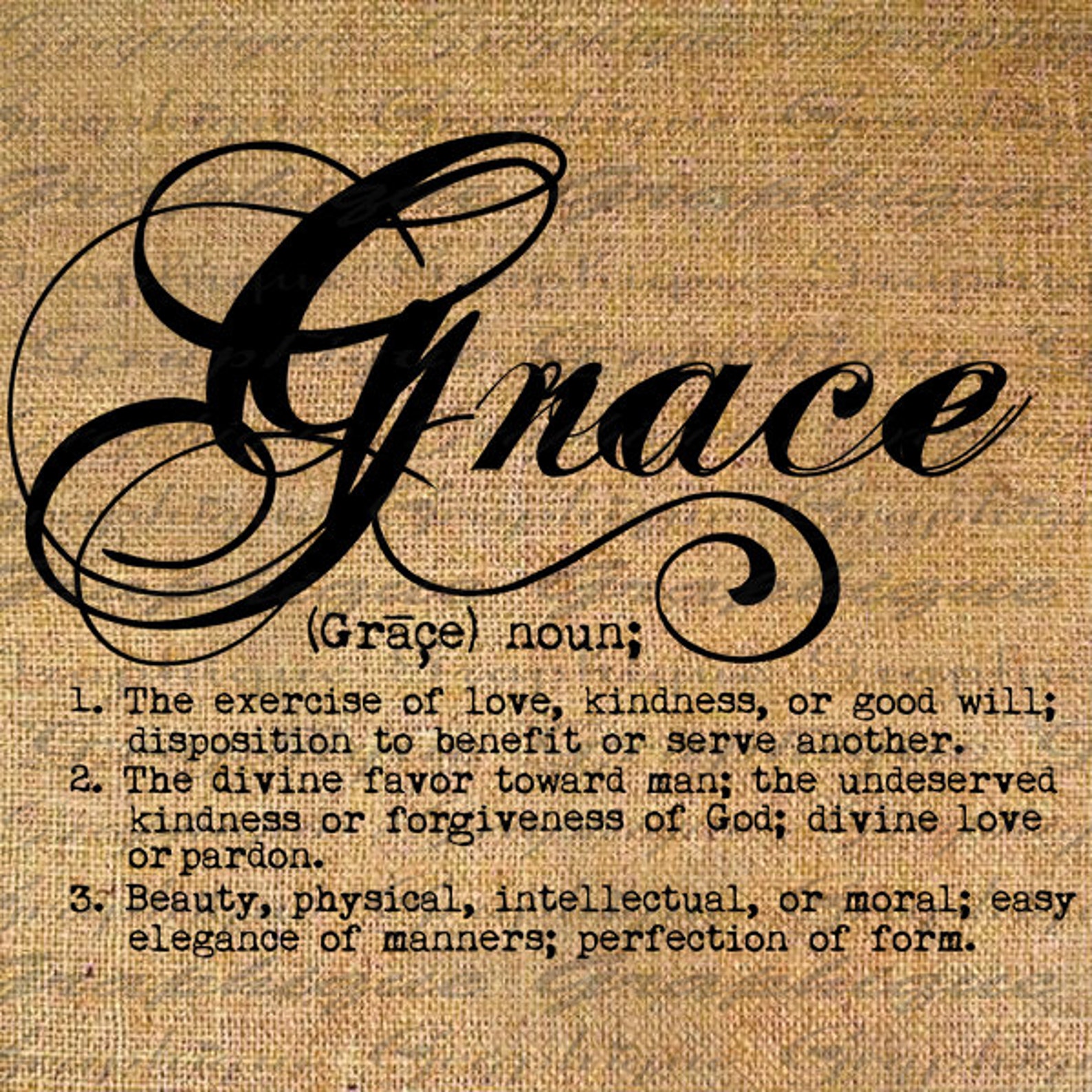 Definition GRACE Text Typography Words Digital Image Download Etsy