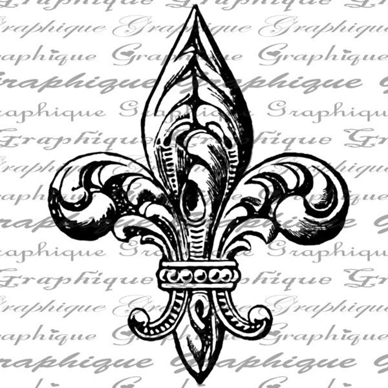 Fleur De Lis Ornate Design French Digital Image Download Sheet Etsy