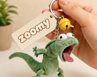 Funny Gecko Lizard Plush Keychain 10cm, Green Gecko Bag Charm with Googly Eyes and Tongue, Tiny Stuffed Gecko Gift for Animal Lovers
