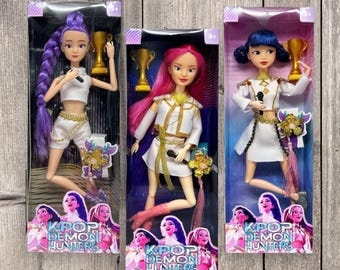 Kpop Demon Hunters Huntrix Dolls Set: Rumi, Mira, Zoey Fashion Doll, kpop demon hunters gifts, huntrix dolls, Anime Doll Figure