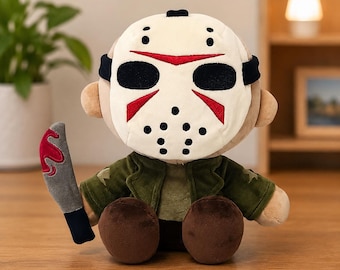 Jason Voorhees Plush 22cm, Horror Movie Plush Doll, Cute Slasher Stuffed Animal, Friday Horror Fan Gift, Collectible Plush Toy