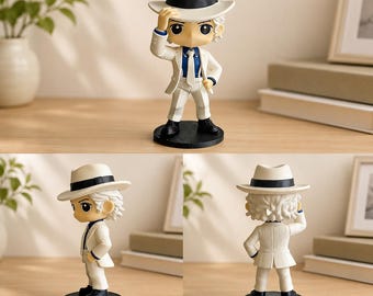 Michael Jackson Action Figure, King of Pop Mini Figure, MJ Chibi Collectible Statue, Music Legend Desk Decor, Michael Jackson Fan Gift