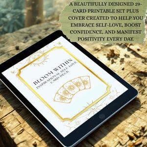 Bloom Within Inspirational Self-Love Affirmation Cards – Printable Spiritual Growth Deck – Positive Mindset  – Digital Download