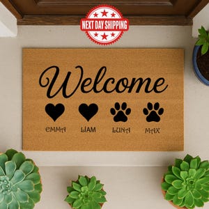 Custom Family Doormat Custom Dog Doormat Dog Gift Ideas for Dog Lovers Housewarming Gifts for Dog Owner Gift Dog Door Mat Dog Mom Doormat