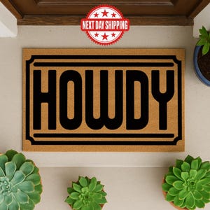 Howdy Coir Doormat: Texas Welcome Mat, Western Decor