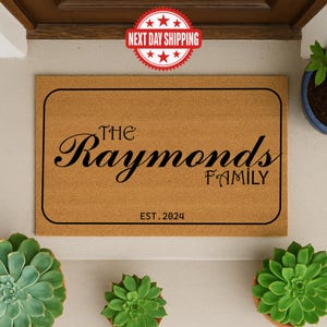Housewarming Gift, Family Name Doormat, Personalized Doormat, Closing Gift, Custom Family Welcome Mat, Wedding Gift, Personalized Gift