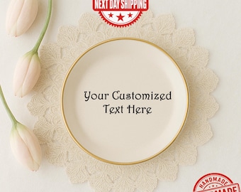Personalized Text Ring Dish, Custom Name Jewelry Dish, Wedding Gift, Newlywed Couple Gift, Custom Text Trinket, Bridal Shower Gift Ideas