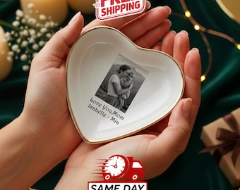 Custom Photo Trinket Dish, Personalized Ceramic Jewelry Holder