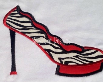 ID 8451 Sequin Stiletto Shoe Patch High Heel Fashion Embroidered IronOn Applique 