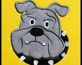 Bulldog with Collar Applique Embroidery Design