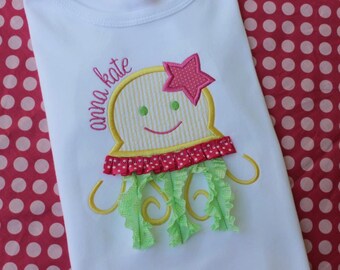 Jellyfish ribbon machine embroidery applique design