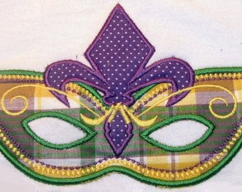 LG Fleur De Lis Mardi Gras Mask Applique Design