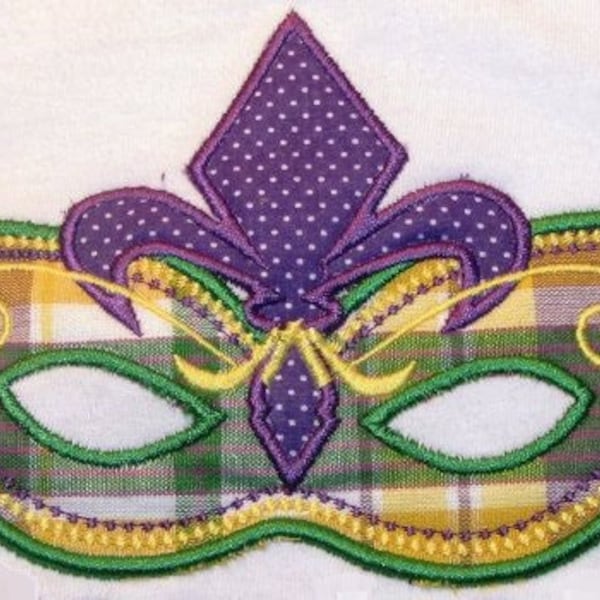 LG Fleur De Lis Mardi Gras máscara diseño de apliques