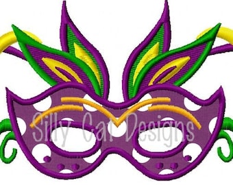 Feather Mardi Gras Mask Applique Design