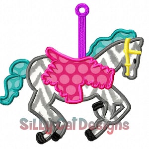 Carousel Horse Applique Machine Embroidery Design