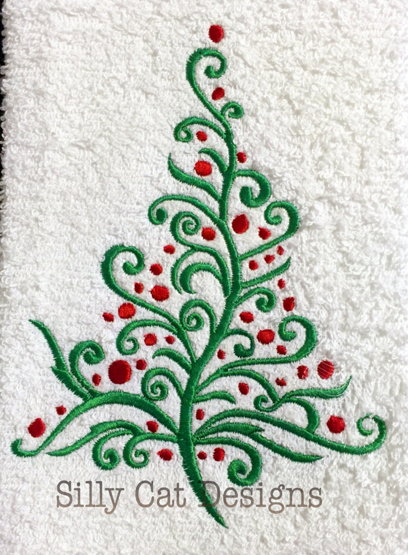 Decorative Christmas Tree Embroidery Design image 1