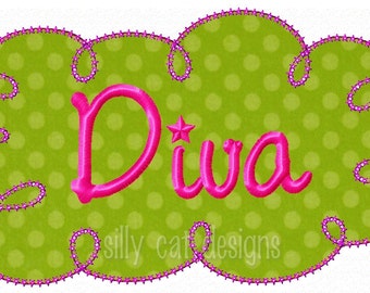 Diseño de bordado de aplique de marco Diva