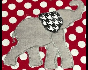 Zig Zag Elephant Fun Ear Applique Embroidery Design