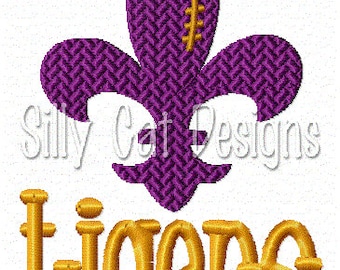 Tigers Football Fleur De Lis Embroidery Design