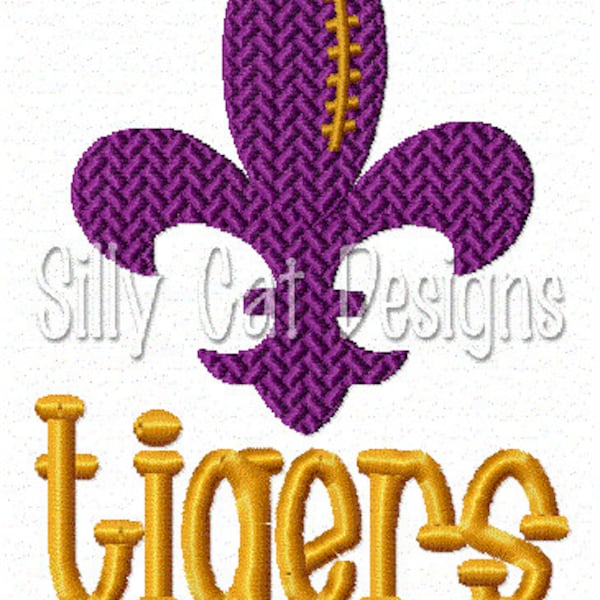 Tigers Football Fleur De Lis Embroidery Design