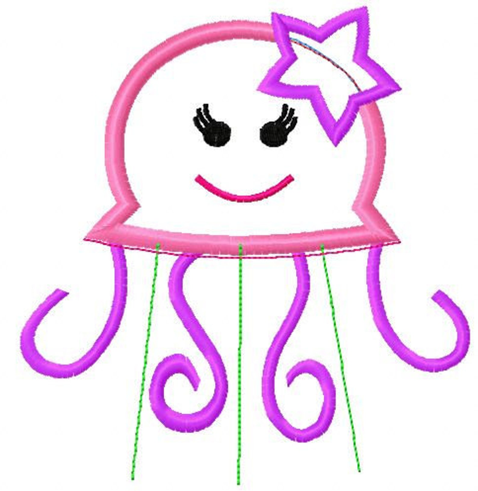 Jellyfish Ribbon Machine Embroidery Applique Design Etsy