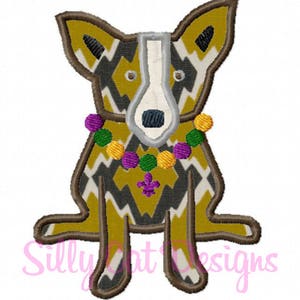 Mardi Gras Dog Applique  Design