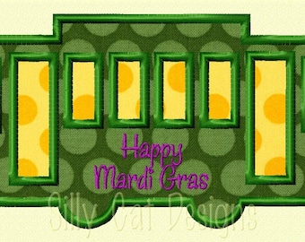 New Orleans Street Car Mardi Gras Embroidery Applique Design