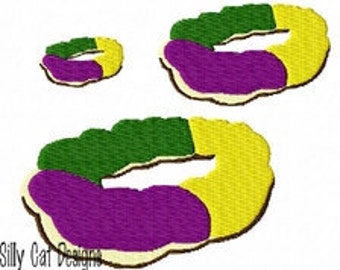 Mini King Cake Mardi Gras Embroidery Design