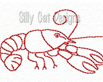 Crawfish Outline Embroidery Design