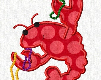 Mardi Gras Crawfish Applique Design