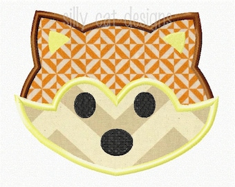Fox Face Applique Machine Embroidery Design