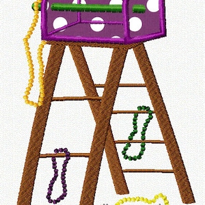 Mardi Gras Tree and Ladder Chairs Watercolor Printable PNG - Joy