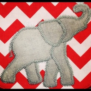 Diseño de bordado de aplique de elefante en zigzag