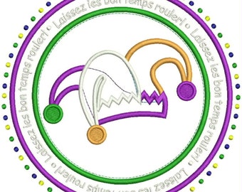 Mardi Gras Jester Patch Applique Design