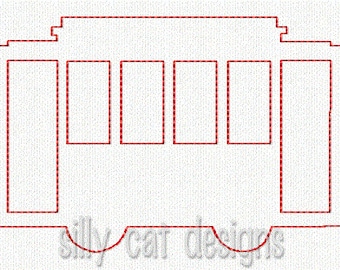 New Orleans Street Car Outline Embroidery Design