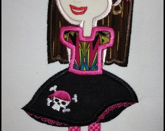 Piraten Prinzessin Applikation Stickdatei
