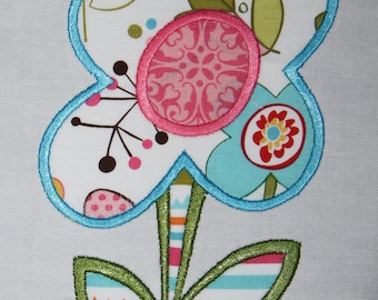 Stem Flower Machine Embroidery Applique Design