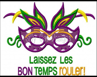 Mardi Gras Mask (good times roll) Applique Design