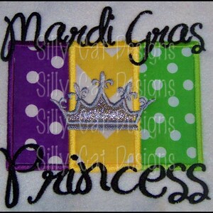 Mardi Gras Princess Applique Design