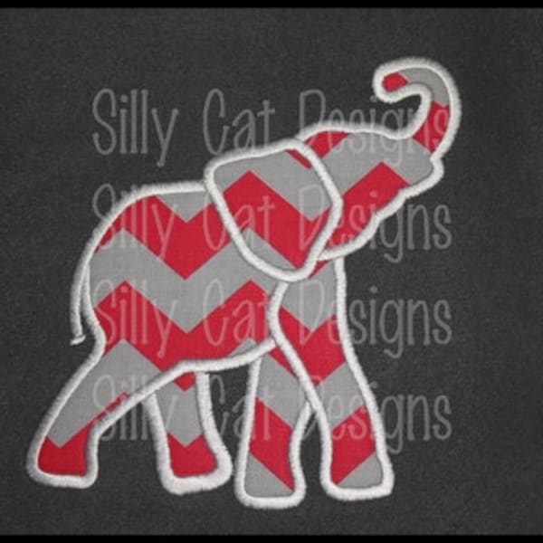 LARGE Elephant Applique Machine Embroidery Design