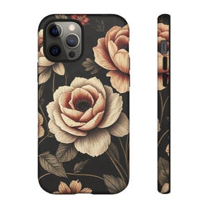 Vintage telefoonhoesje met bloemen, elegante achtergrond, telefoonhoesje met bloem, stoere en MagSafe-telefoonhoesjes voor iPhone, Pixel en Galaxy, cadeau voor haar