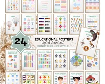 Educational Learning Posters | Kids Homeschool Decor (Digital Download)